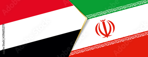 Yemen and Iran flags, two vector flags. photo