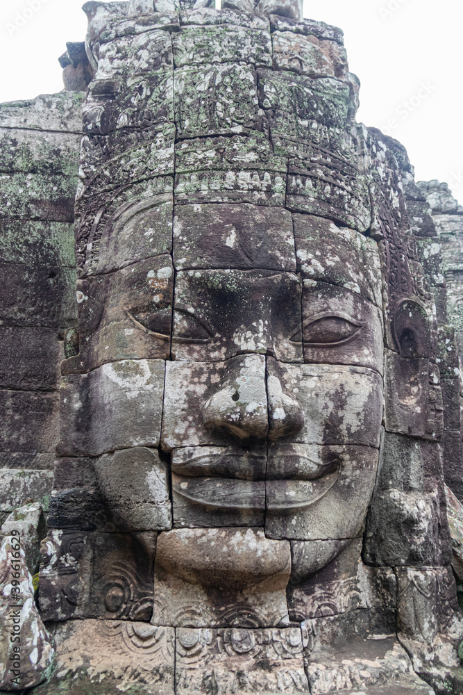 Visage de Bouddha, temple Bayon à Angkor, Cambodge 