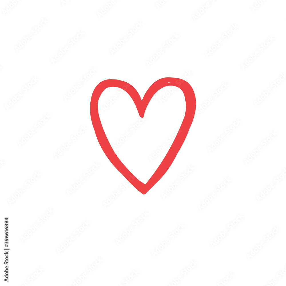 Heart doodle illustration. Hand drawn love symbol. Valentine's day vector icon.