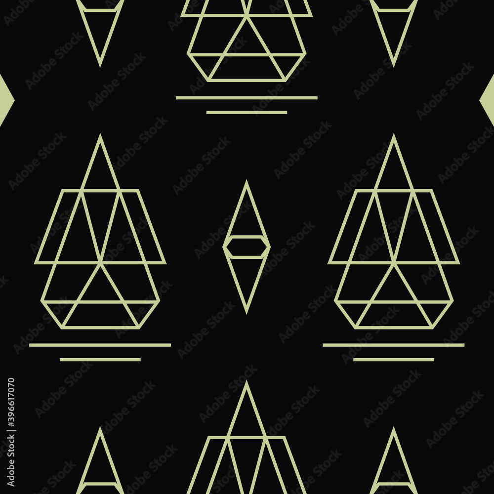 Black background with golden elements. Seamless paattern. Black background with golden elements. Seamless paattern.