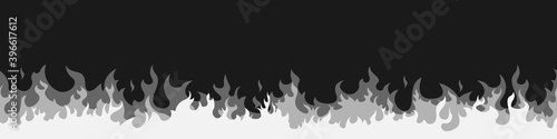 Vector fire. Fire sign. White flame elements on a Black background. Vector illustration