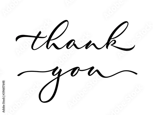 Thank you - isolated inscription on white background. Hand lettering. Vector.