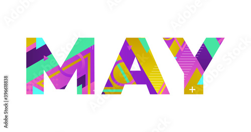 May Concept Retro Colorful Word Art Illustration