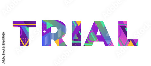 Trial Concept Retro Colorful Word Art Illustration
