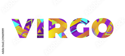 Virgo Concept Retro Colorful Word Art Illustration