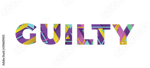 Guilty Concept Retro Colorful Word Art Illustration
