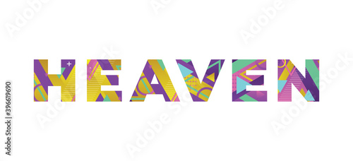 Heaven Concept Retro Colorful Word Art Illustration