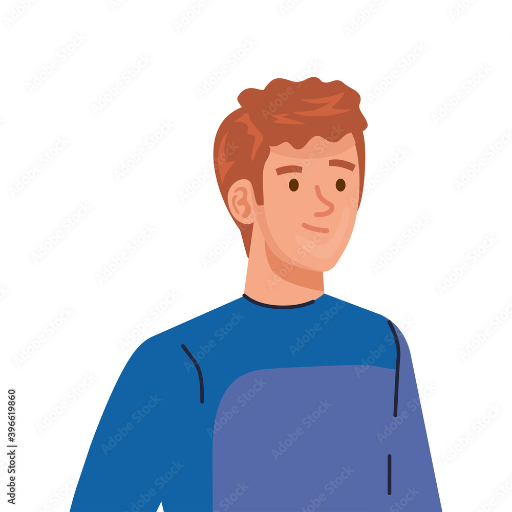 young man wearing winter blue coat character vector illustration design