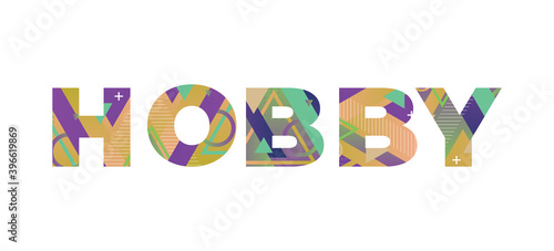 Hobby Concept Retro Colorful Word Art Illustration
