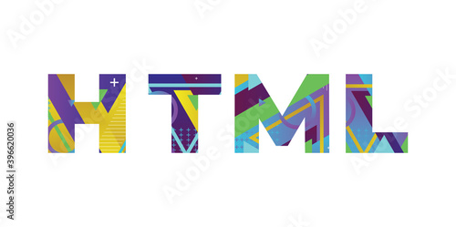 HTML Concept Retro Colorful Word Art Illustration