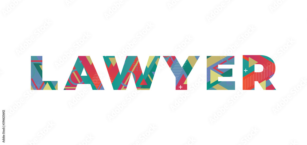 Lawyer Concept Retro Colorful Word Art Illustration