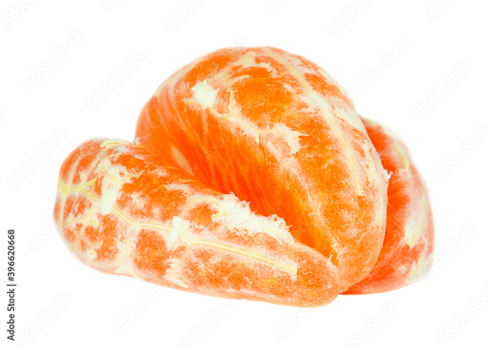 Three slices of tangerine isolated on a white background. Three slices of tangerine isolated on a white background.
