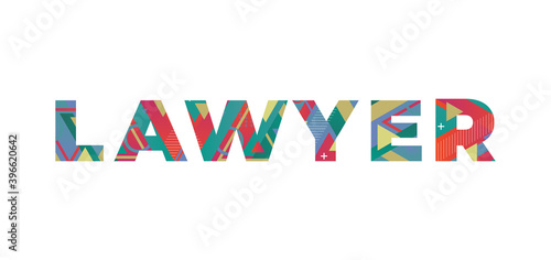 Lawyer Concept Retro Colorful Word Art Illustration