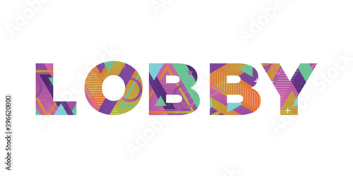 Lobby Concept Retro Colorful Word Art Illustration