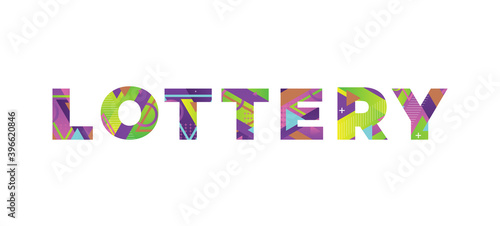 Lottery Concept Retro Colorful Word Art Illustration
