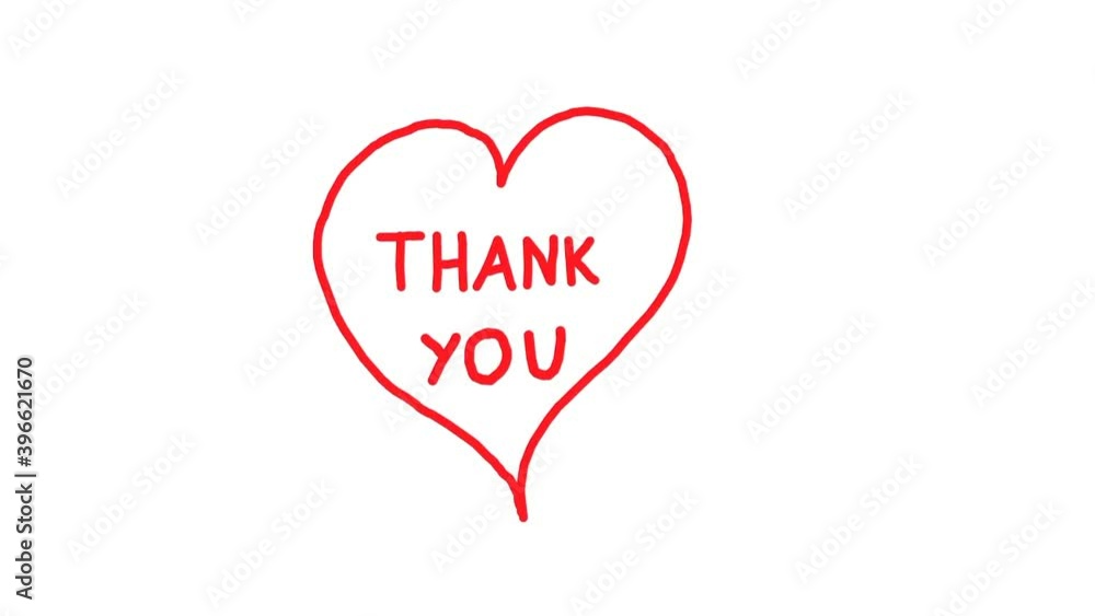 Thank you with heart. Hand written red text inside a heart. Thank you with heart. Hand written red text inside a heart.