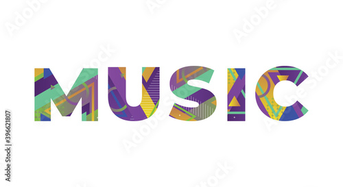 Music Concept Retro Colorful Word Art Illustration