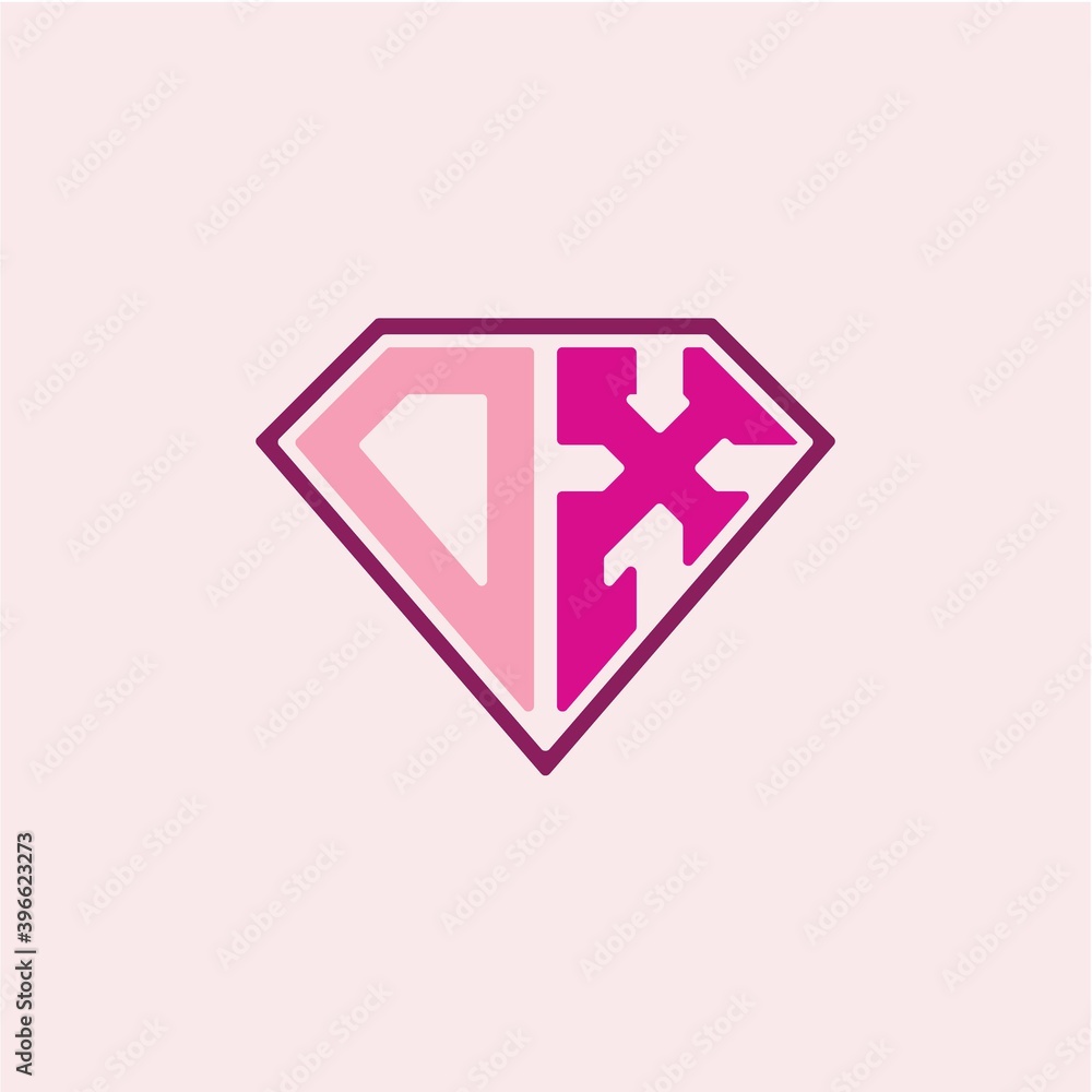 Obraz premium The initial letter of the D X logo is diamond shaped, with a modern minimalist design