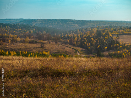 Beautiful landscape view of Stone Hill park at the fall time with forest in vibrant colours. photo