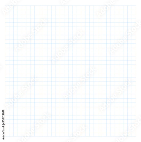 Light blue square grid paper vector background. Math sheet blank template.