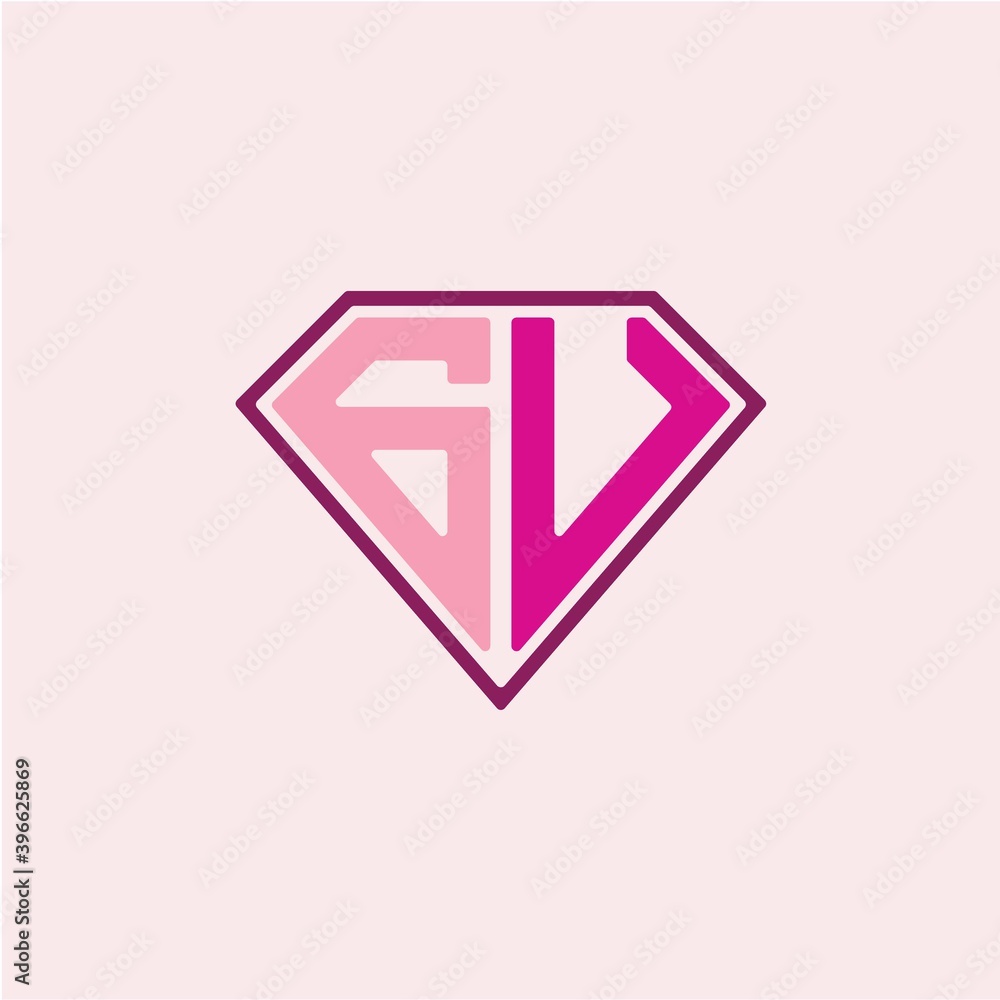 Fototapeta premium The initial letter of the G U logo is diamond shaped, with a modern minimalist design