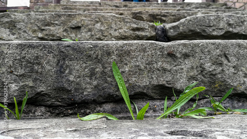Old stone steps close-up view, selective focus