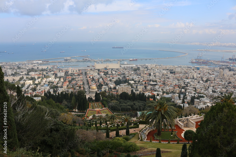 top view of Haifa Bahai gardens Israel