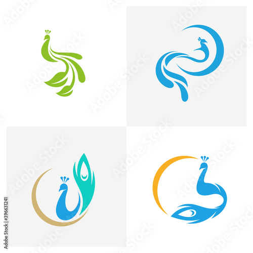Set of Peacock logo vector template, Creative Peacock logo design concepts, Illustration