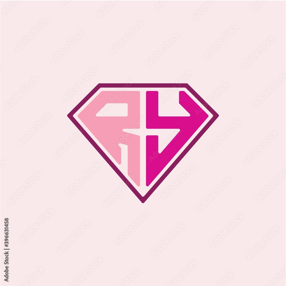 Fototapeta premium The initial letter of the R Y logo is diamond shaped, with a modern minimalist design