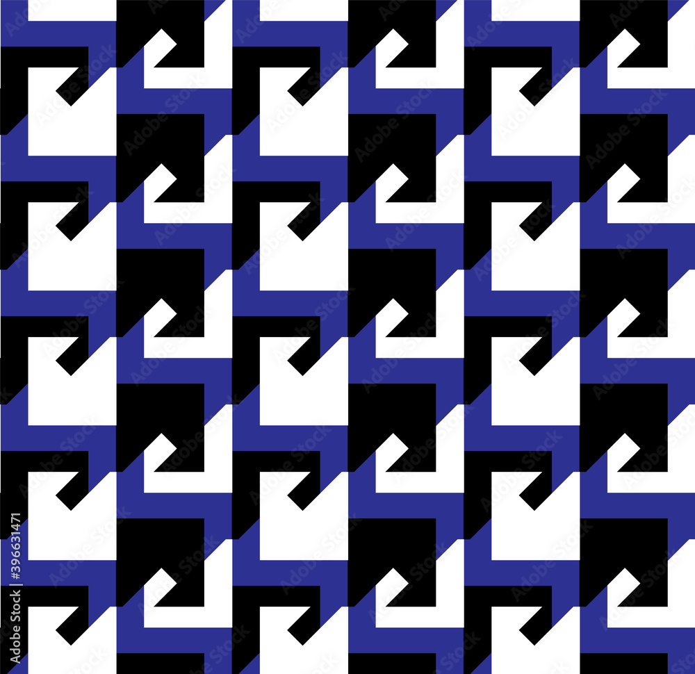 Industrial geometric seamless pattern. Modern architectural texture with square shapes in black and white. Dark blue color background is easy to change