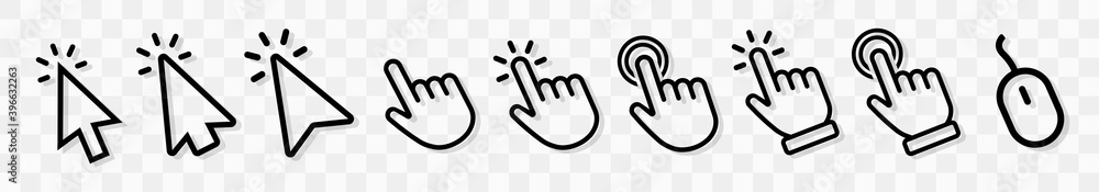 Vector cursors icons click set Stock Vector | Adobe Stock