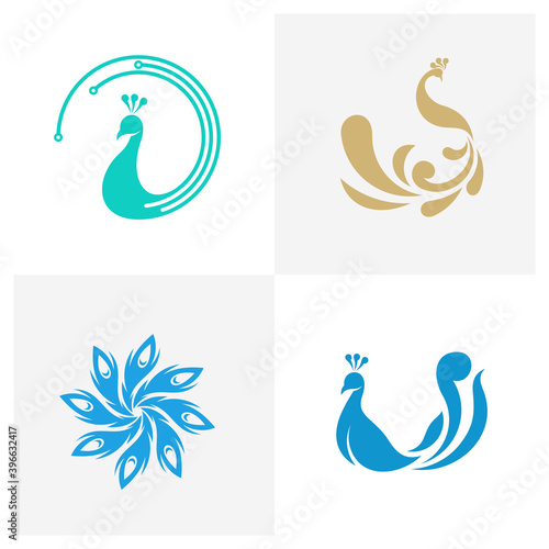 Set of Peacock logo vector template, Creative Peacock logo design concepts, Illustration