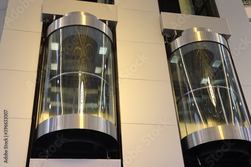 modern lift in shopping mall