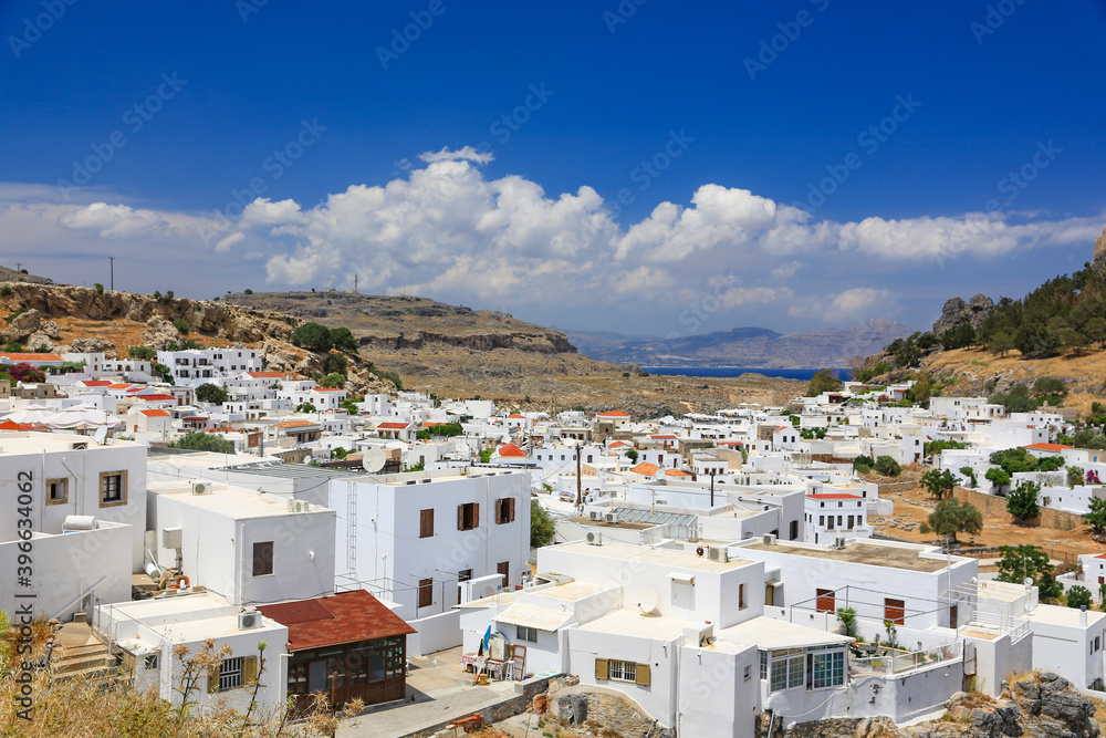 Fototapeta premium Lindos Acropolis Rhodes Greece,mediterranean,Europe 