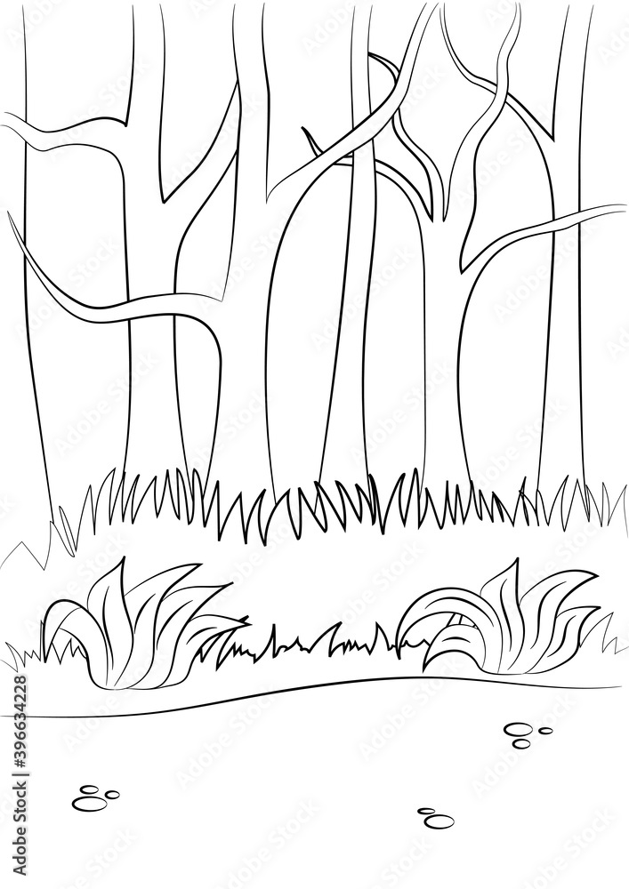Obraz premium Coloring page outline of nature. Vector illustration