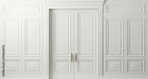 White double old classic door in room