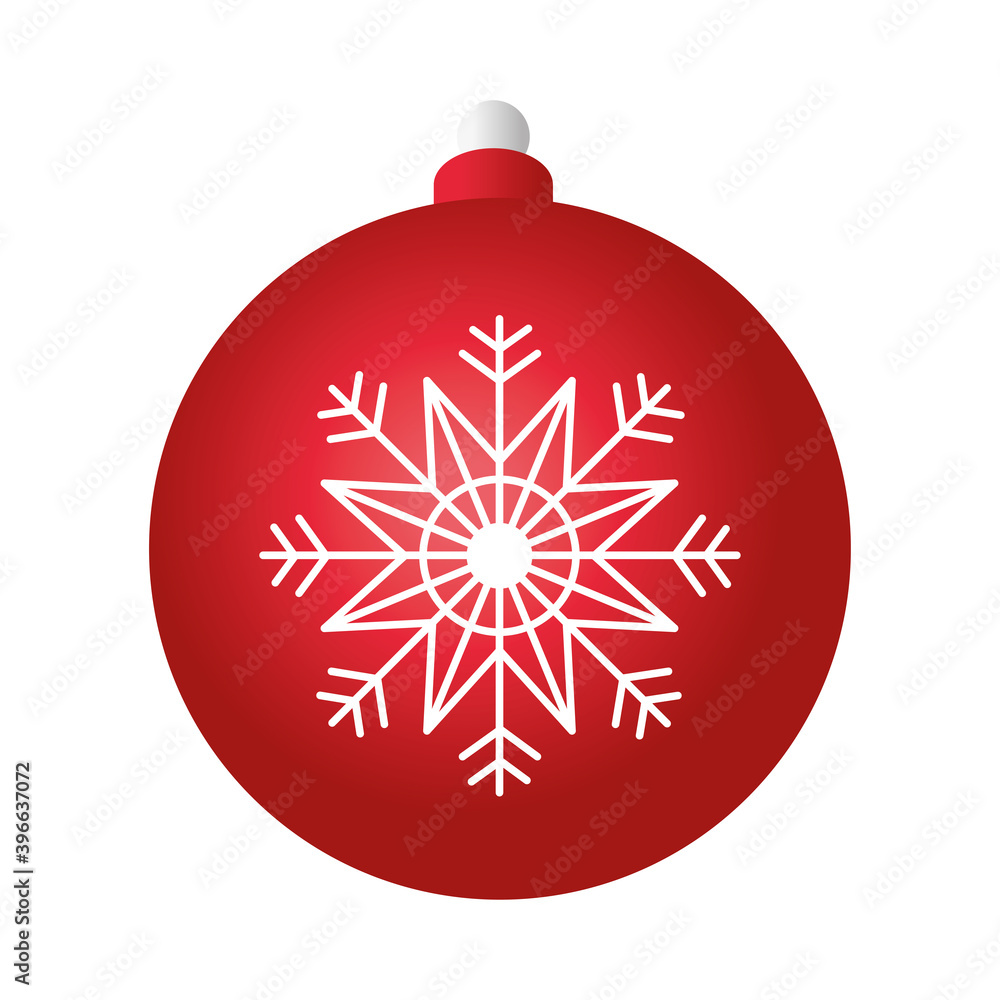 merry christmas red ball decoration with snowflake vector illustration design merry christmas red ball decoration with snowflake vector illustration design