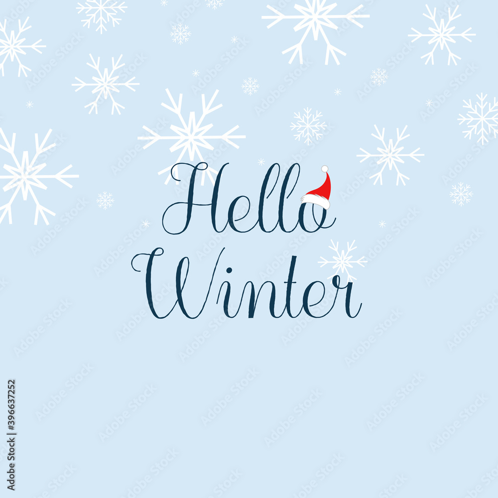 Hello winter banner with snow