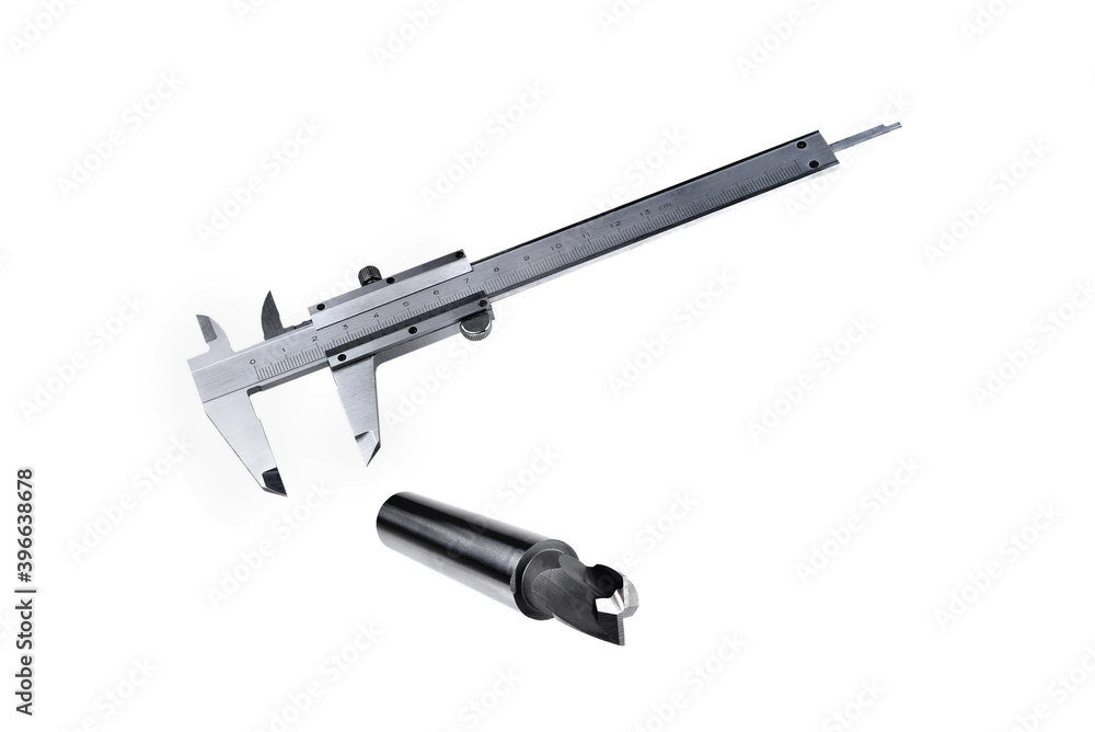 cutters for metal processing, fixtures and tools for processing measurements of manufactured elements on a white background cutters for metal processing, fixtures and tools for processing measurements of manufactured elements on a white background