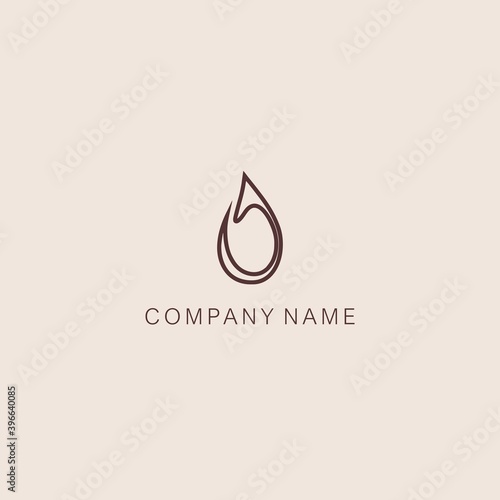 Simple  minimalistic  stylized flower bud or blob symbol or logo  consisting of one element. Made with a thin line.
