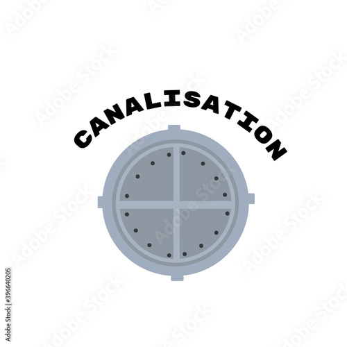 Sewer hatch Closed. Manhole cover. Well hatch. Vector illustration