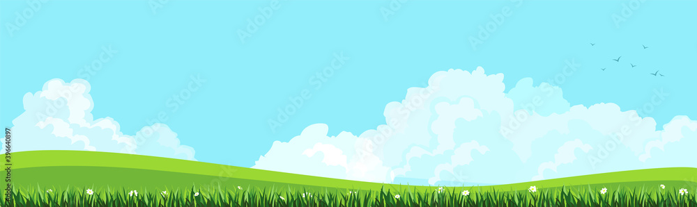 Natural landscapes, blue sky with white clouds.Vector illustration.