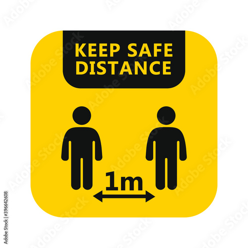 Social distancing icon. Keep your distance 1m or 1 metre icon. Vector illustration.