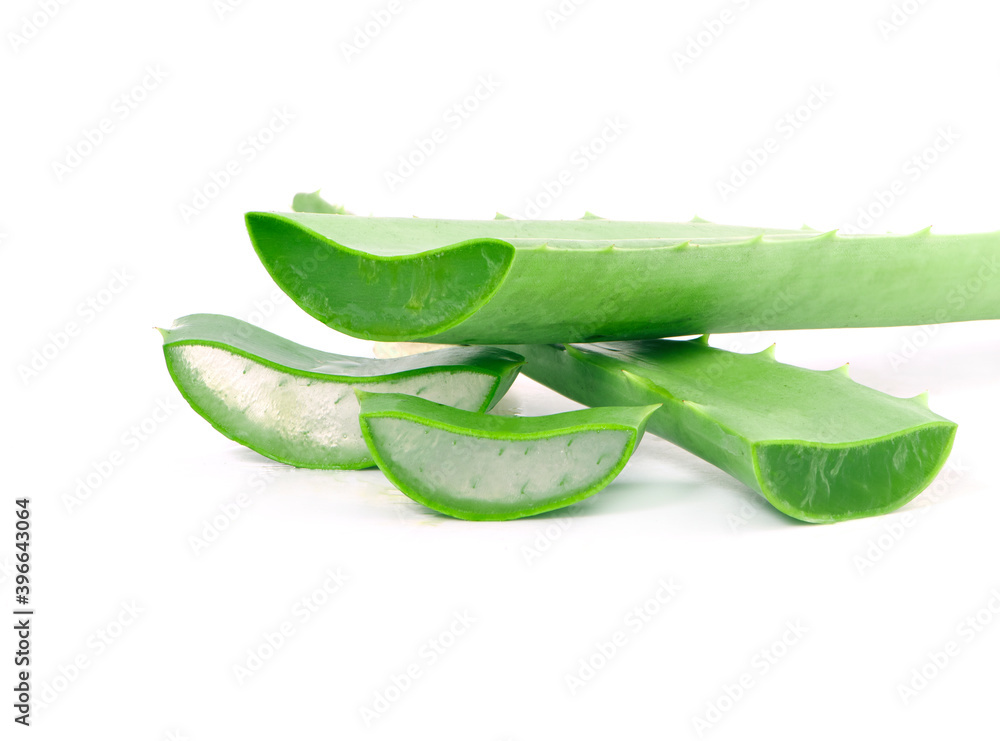 Aloe sliced, isolated on a white background Aloe sliced, isolated on a white background
