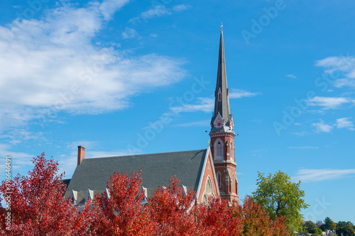 Rollstone Congregational Church UCC at 199 Main Street in downtown Fitchburg, Massachusetts MA, USA.  photo