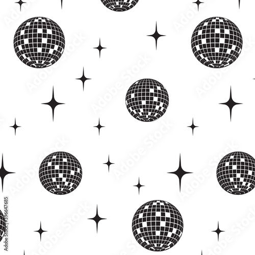 Disco ball Vector Seamless Pattern