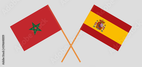 Crossed flags of Morocco and Spain