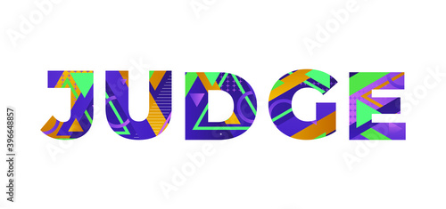Judge Concept Retro Colorful Word Art Illustration