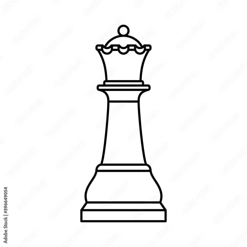 White chess Queen piece on white background White chess Queen piece on white background