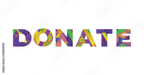 Donate Concept Retro Colorful Word Art Illustration